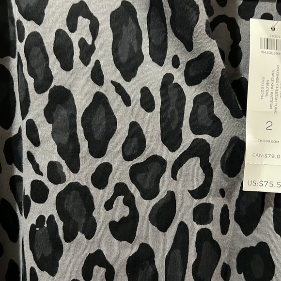NWT Chicos Polished Cheetah tunic knit top - Picture 2 of 10